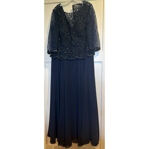 Women's 3XL Night Scene Navy Blue & Sequence Very Dressy Dress Wedding Wear